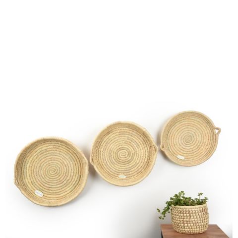 Carpinus Hasır Duvar Tabağı Seti_ 3'lü set (30-35-40 cm)